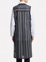 Sheer Stripe Long Vest