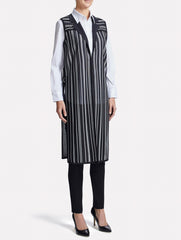 Sheer Stripe Long Vest