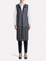 Sheer Stripe Long Vest