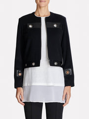 Wool Jacket with Grommet Trim