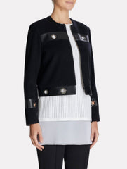 Wool Jacket with Grommet Trim