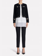 Wool Jacket with Grommet Trim
