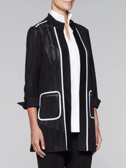 Sheer Stripe Patch Pocket Jacket
