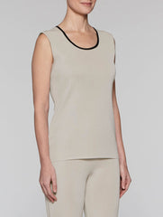 Almond Beige Tank with Black Trim