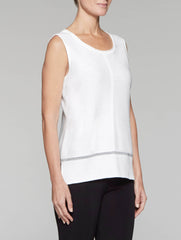 White Knit Tank with Mélange Trim