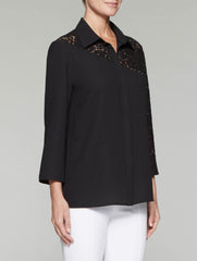 Angled Lace Yoke Blouse