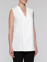 White Silky V-Neck Tank