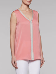 Sky Blush and Silver Crepe de Chine Tank