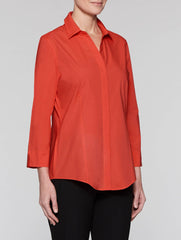 Grapefruit Classic Stretch Cotton Blouse