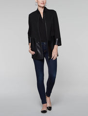 Faux Leather Blocked Ponte Jacket