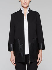 Faux Leather Blocked Ponte Jacket