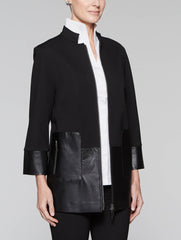 Faux Leather Blocked Ponte Jacket