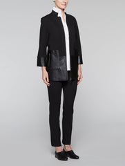 Faux Leather Blocked Ponte Jacket