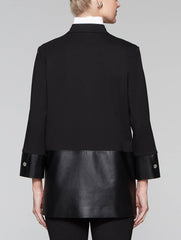 Faux Leather Blocked Ponte Jacket