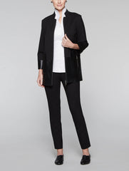Faux Leather Blocked Ponte Jacket