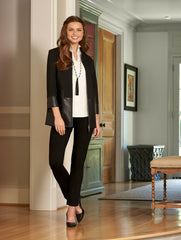 Faux Leather Blocked Ponte Jacket