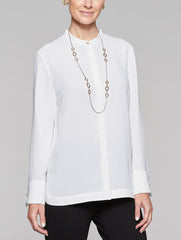 Crepe De Chine Mandarin Blouse Color White