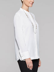Crepe De Chine Mandarin Blouse Color White