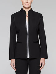 Ponte Faux Leather Trim Jacket