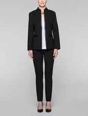 Ponte Faux Leather Trim Jacket