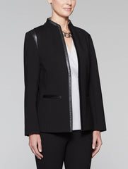 Ponte Faux Leather Trim Jacket