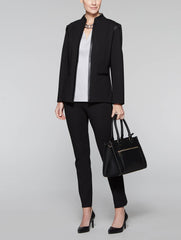 Ponte Faux Leather Trim Jacket