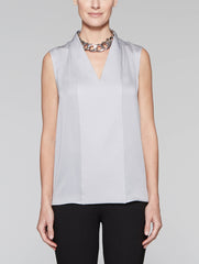 Marble Grey Silky V-Neck Shell