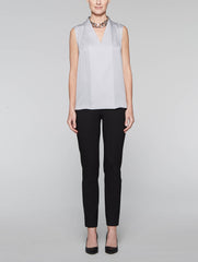 Marble Grey Silky V-Neck Shell