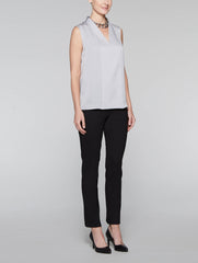 Marble Grey Silky V-Neck Shell