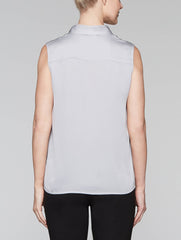 Marble Grey Silky V-Neck Shell