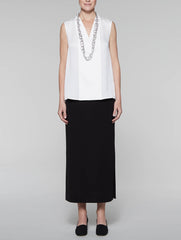 White Silky V-Neck Shell