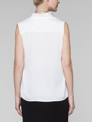 White Silky V-Neck Shell