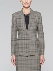 Mink Grey and Black Textured Plaid Jacket