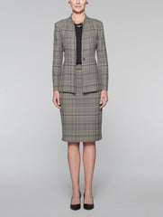 Mink Grey and Black Textured Plaid Jacket