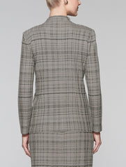 Mink Grey and Black Textured Plaid Jacket