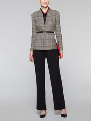 Mink Grey and Black Textured Plaid Jacket