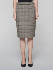 Mink Grey and Black Textured Plaid Skirt