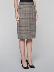 Mink Grey and Black Textured Plaid Skirt