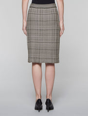 Mink Grey and Black Textured Plaid Skirt