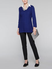 Midnight Blue Textured V-Neck Tunic