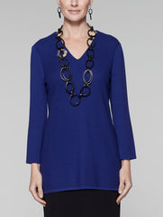 Midnight Blue Textured V-Neck Tunic