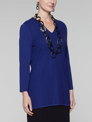 Midnight Blue Textured V-Neck Tunic