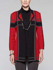 Classic Red, Black and Slate Grid Textured Jacket