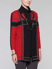 Classic Red, Black and Slate Grid Textured Jacket