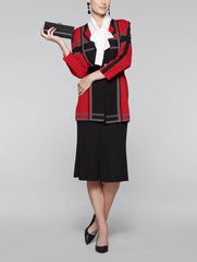 Classic Red, Black and Slate Grid Textured Jacket