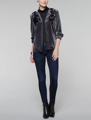 Floral Applique Velvet Jacket