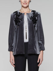 Floral Applique Velvet Jacket