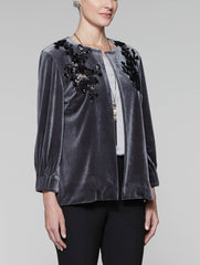 Floral Applique Velvet Jacket