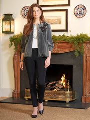 Floral Applique Velvet Jacket