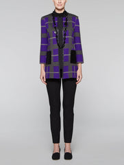Leather Trim Plaid Jacket